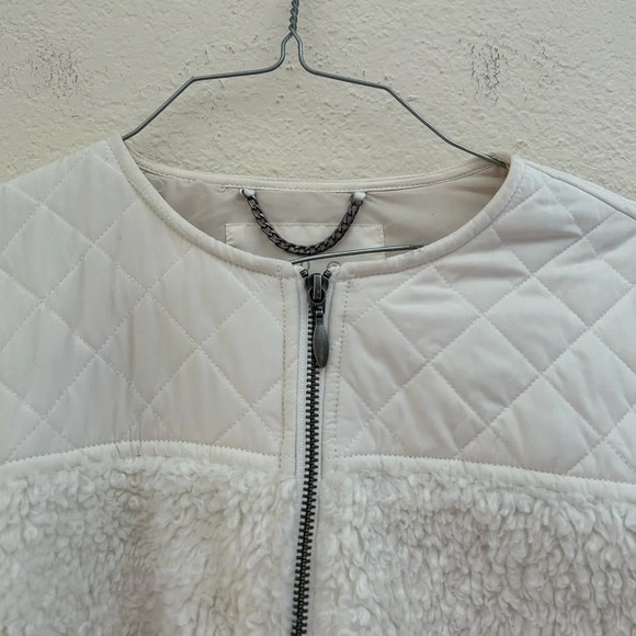 PrAna Good Lux Sherpa Quilted Ivory Zip Up Jacket Off White Minimal Lined Size S - Picture 5 of 10